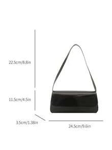 Women's Retro Faux Leather Flap Decor Shoulder Underarm Bag, Versatile Classic Commuter Handbag Suitable For Dates, Outings, Parties And Other Occasions - Black - View 9