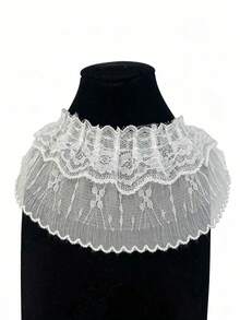 7cm de ancho Volante de encaje de gasa DIY fruncido para ropa, dobladillo de vestido, textiles para el hogar, disfraces - Blanco - Ver 4