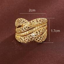 1 pieza Anillo de diseño de línea hueca geométrica minimalista y de banda ancha, regalo casual para mujeres - Multicolor - Ver 6