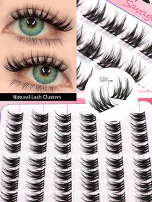 48 piezas GROINNEYA de pestañas postizas naturales DIY con diseño de girasol, abanicadas y cruzadas, suaves y únicas, reutilizables para realzar la mirada de los ojos. Adecuadas para maquillaje diario, manga y maquillaje dramático, fiestas, regalos y citas - C - Ver 6