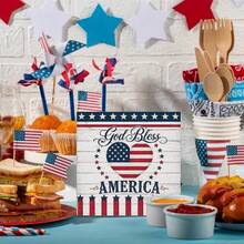 1pc 250 Years Of Freedom Pvc Box Sign Desk Decor, Independence Day Patriotic Boots Hat Retro Decorative Block Box Sign Decorations For Home Office Shelf Table Decor - Square - View 8