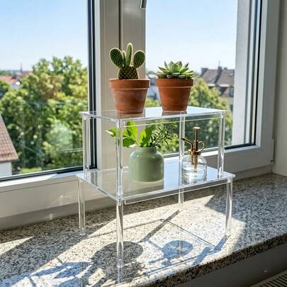 Stackable Acrylic Cabinet Shelves For Kitchen Organization, Transparent Cupboard Shelf Riser For Countertop & Pantry, Multi-Purpose Organizers For Bowls, Plates, And Glassware, Non-Slip