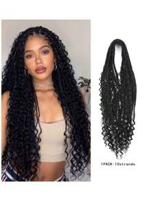 DZfirst 24 Inch Dreadlock Extensions Sets, 10 Strands Black Synthetic Dreads Extensions, 100% Handmade Soft Double Ended Curly Boho Wavy Dreads - Multicolor - View 12