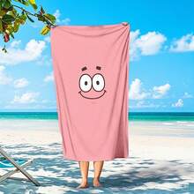 Pink Big Star Cartoon Print Quick-Dry Beach Towel, Water-Absorbent Bath Towel For Beach Holiday - A - View 5