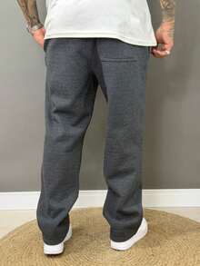 Men's Oversized Baggy Straight Leg Sweatpants With Fleece Lining - 灰色 - 查看 5