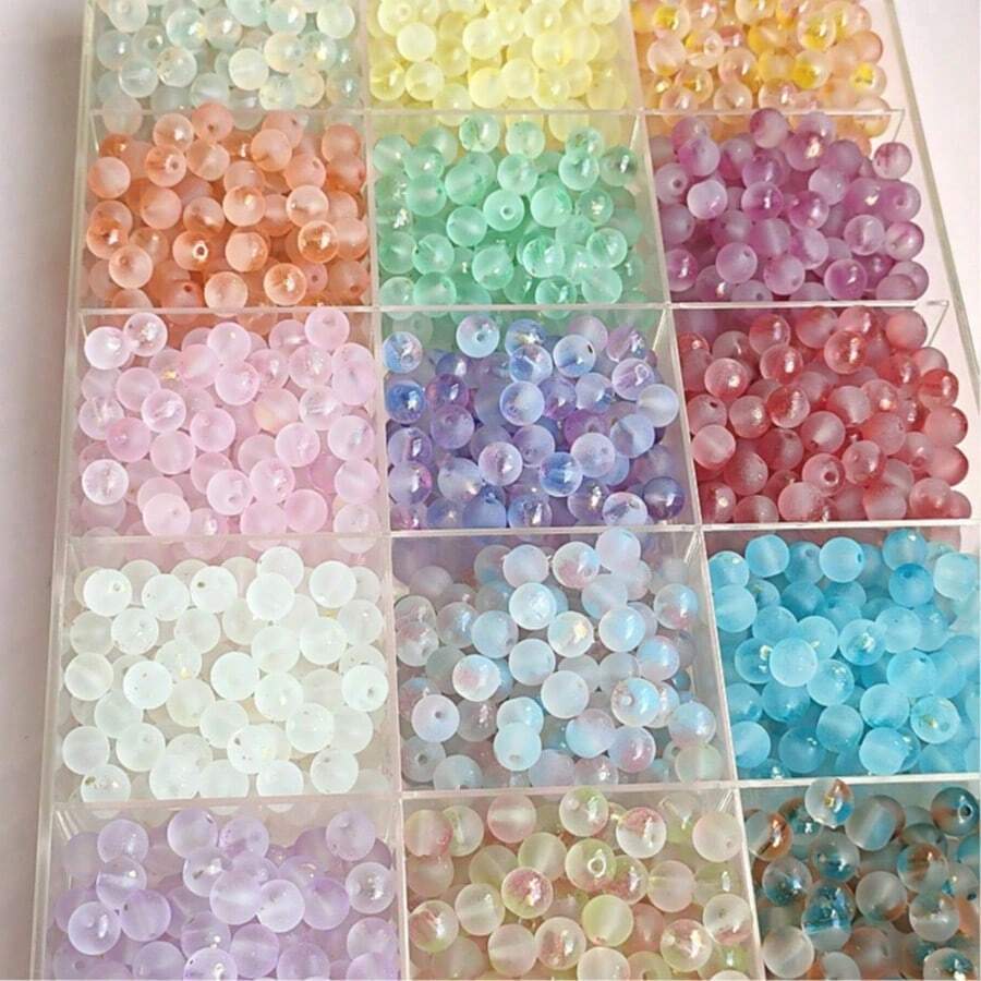 50/100/200 hạt tròn mạ vàng mờ đường kính lỗ 8mm, làm thủ công, phụ kiện làm vòng tay và dây chuyền, phong cách cổ điển. - Nhiều màu - Xem 1