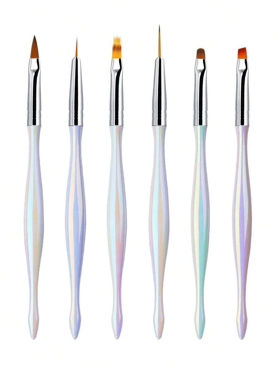 Bộ 6 cọ vẽ đường viền móng tay, cọ vẽ đường mảnh, bút vẽ gel UV, dụng cụ làm móng chuyên nghiệp, phù hợp cho người mới bắt đầu làm móng, tiệm làm móng, tự làm tại nhà, dành cho nữ giới. - Nhiều màu - Xem 1