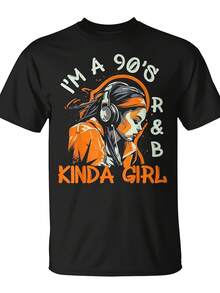 90s Soul Music, I'm A 90s R&B Girl, R&B Hip Hop Music T-Shirt - Monsterry, Same Style For Men And Women, Summer 2026 Short Sleeve Printed T-Shirt, Cotton T-Shirt - 黑色 - 查看 8