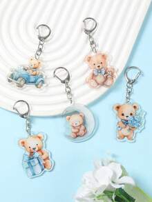 6pcs Blue Bear Acrylic Keyrings, Bear Birthday Pendant Key Chain, Bear Baby Shower Party Bags Fillers, Blue Bear Party Supplies, Blue Bear Decorations, Gender Reveal Party Small Gifts, Boy Birthday Party Hanging Decorations, Newborn Boy Party Gifts, 1st Birthday Decorations, Bag/Mobile Phone Charms, Jungle Animals Gifts, Boy Birthday Gifts, Party Favors - Blue Bear - View 7