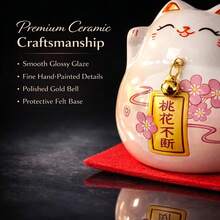 Pink Maneki Neko Lucky Cat – Ceramic Fortune Cat Figurine For Wealth, Love & Good Luck - 1PC - 查看 3
