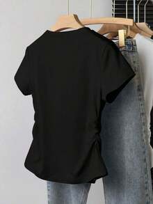 1 Piece Fashion Casual For Men And Women Women's Fitted T-Shirt With English Letter Print, Stylish And Elegant, European And American Style. Versatile, Easy To Match, Daily Wear, Street Style, Vacation Outfit, Weekend Outfit - 3 - 查看 2