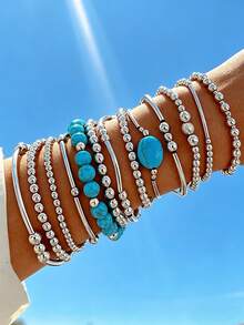 Bộ 5 vòng tay mặt dây chuyền ngọc trai giả bất đối xứng phong cách Bohemian cổ điển, cá tính, ngọt ngào, kiểu Y2K, thích hợp cho nữ giới, phụ kiện trang sức cho mùa hè, đi biển, kỳ nghỉ, tiệc tùng, lễ hội âm nhạc, hẹn hò, trang phục hàng ngày. - Nhiều màu - Xem 14