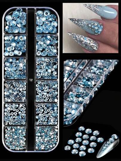 Pink Nail Art Rhinestones Kits, 2/3/4/5/6Mm Flat-Back Rhinestones, Approx 1500Pcs Rhinestones Sparkling Glitter Ab Rhinestones For Nail For Diy Crafts Mugs Bottles Tumblers Clothes Makeup Nail Manicure Nail Charms Nail Gems Nail Supplies Nails
