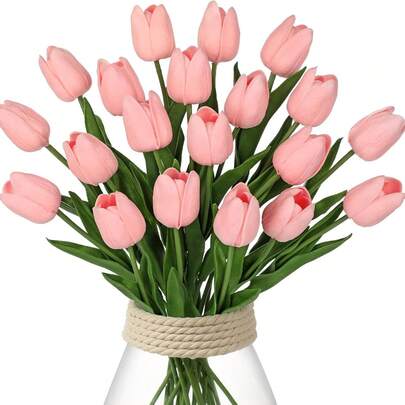 5Pcs Exquisite Realistic Artificial Tulip Bouquet - Perfect For Bedroom, Living Room, Wedding, Party, Valentine's Day, Father's Day, Graduation, Mother's Day, Easter Decor & Gifts For Girlfriend