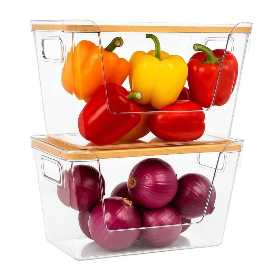 Pantry Organizers With Lid,2 Set Stackable Fridge Organisers, Multi ...