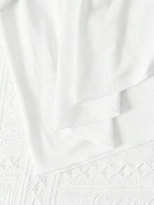 2件套女童甜美蝴蝶印花蕾丝边吊带背心和双层蛋糕裙套装，时尚百搭，适合休闲、度假和日常穿着 - 藍白色 - 查看 7