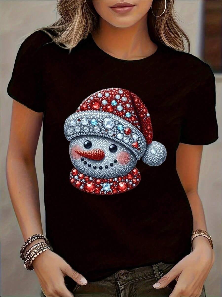New Christmas Collection: Women's T-Shirts - Blend. Soft And Comfortable Fabric With A Relaxed Fit, Ideal For Everyday Wear Or Festive Gatherings. Stylish Printed Shirts For Women Available At Your Local Store. - 黑色 - 查看 1