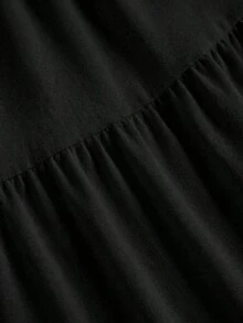 Falda informal de verano con volantes multicapa en el bajo, adecuada para vacaciones - Negro 2 - Ver 2