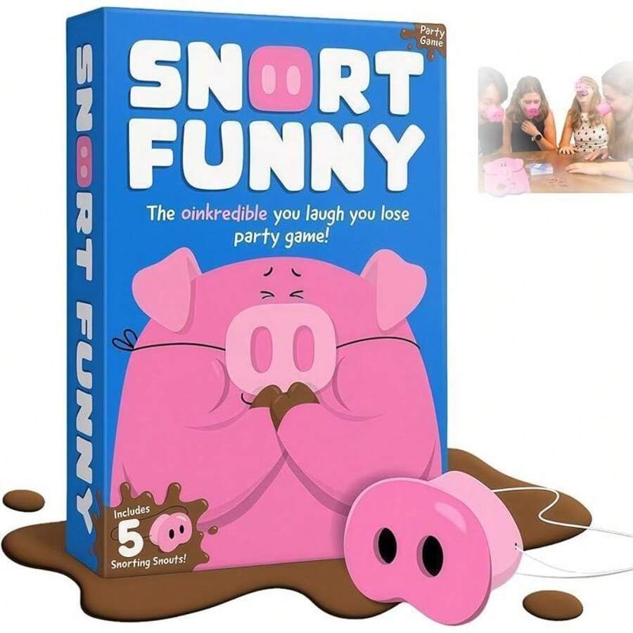 Snort Funny – The Oinkcredible You Laugh You Lose Party Game!Hilarious Pig Snout Challenge With 150 Cards| Fun Game For Kids, Teens, & Adults, Ideal For Parties, Game Nights, Birthdays (1pc) - 1pc - 查看 1