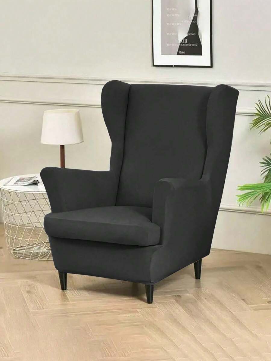 1 pieza Funda de taburete de tigre de tela de seda de leche con elástico grueso, impermeable y a prueba de polvo, antirayado, duradera, se ajusta a sofá de asiento individual, funda de silla de tigre de estilo americano de respaldo alto - Negro - Ver 1