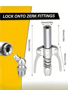 1 Heavy-Duty Metal Self-Locking High-Pressure Grease Gun Nozzle – Lock-Type High-Pressure Grease Nozzle, Heavy Metal Self-Locking Oil Nozzle Manual Grease Gun Accessory, High-Pressure Injection Nozzle Kit, Lubricant Grease Gun - One Size Fits All - View 3