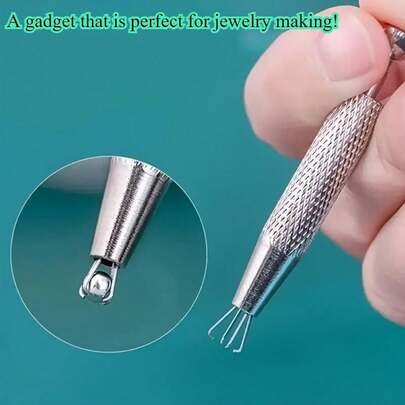 1 chiếc nhíp 4 càng chính xác, thích hợp cho đá quý, kim cương, hạt cườm và các chi tiết nhỏ, thiết kế không răng, kìm đa năng, lý tưởng cho việc chế tác trang sức.