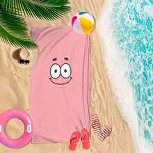 Pink Big Star Cartoon Print Quick-Dry Beach Towel, Water-Absorbent Bath Towel For Beach Holiday - A - View 2