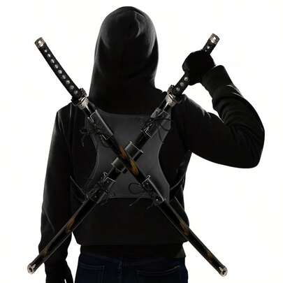 1 phụ kiện trang phục cosplay Halloween, bao đựng kiếm đeo lưng, túi đựng kiếm Katana bằng da PU, bao đựng có thể điều chỉnh cho trang phục anh hùng anime, trang phục chiến binh thời Trung cổ Phục hưng.