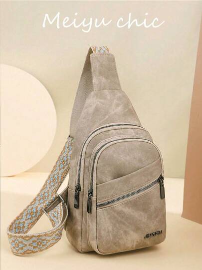 This Fashionable And Classic Multi-Functional Solid Color Retro PU Waterproof Multi-Layer Crossbody Bag Features Side Pocket Design And Multiple Zipper Pockets. The Rhombic Pattern Shoulder Strap Makes It Suitable For Travel And Shopping Occasions, And Can Also Be Used As A Chest Pack For Outdoor Sports.