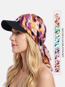 1pc Women's Camouflage Tie-Up Visor Hat, Sun Protection Suitable For Daily Use,Beach,Travel - Multicolor - View 1