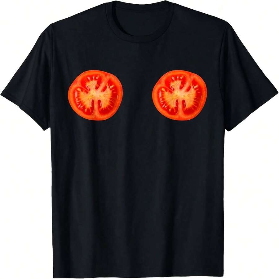 Tomato Slice Costume, Funny Tomatoes T-Shirt6707220g Forest Green Cotton T-Shirt, Healing Green As If To Bring People Into The Woods220g heavyweight 100% cotton T-shirt. Butterfly print. Unisex sizing. Round neck inspirational T-shirt. Cute and beautiful Y2K-inspired summer top, perfect for the outdoors, home, work, or street wear. Casual, loose-fitting everyday T-shirt. - Negro - Ver 1