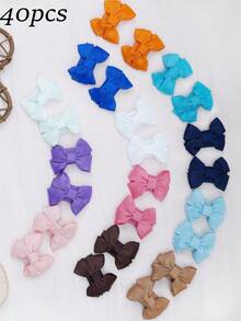 40pcs Baby Hair Clips, Mini Snap Clips, Pastel Color, Bow Decor, Suitable For Baby Girls, Non-Slip Barrettes, Especially Suitable For Newborns With Fine Soft Hair, Holiday Party Baby Hair Accessories - Multicolor - View 12