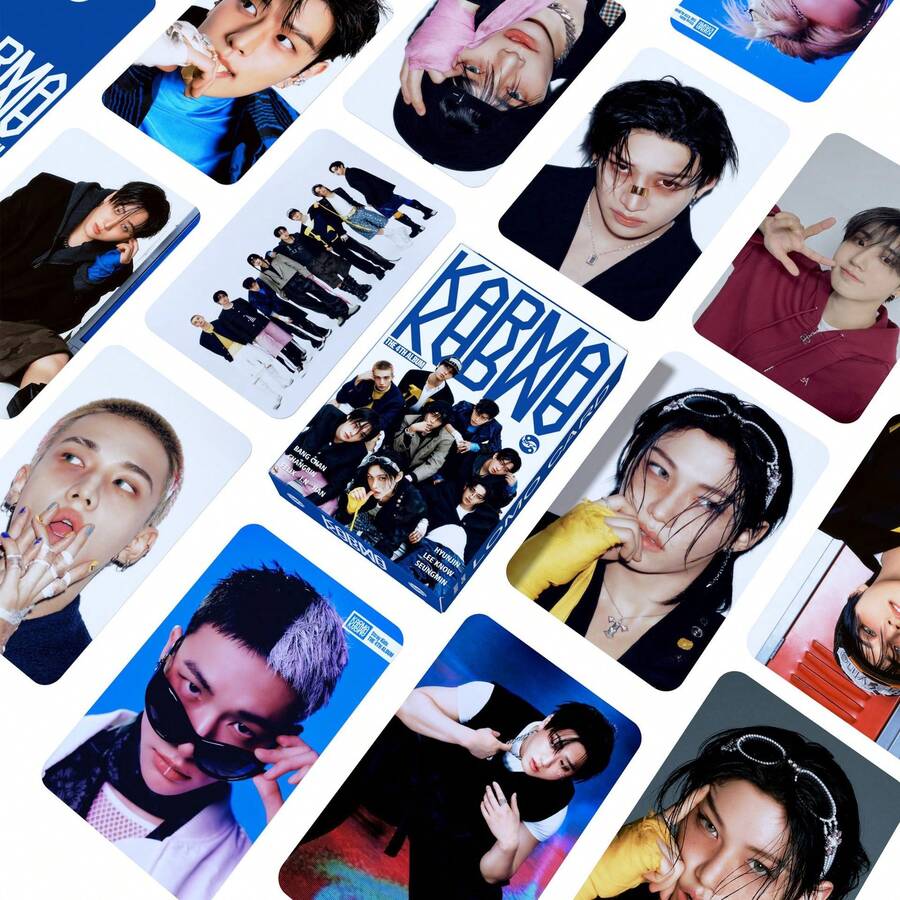 55pcs/Box Official Album KARMA K-POP Fan Merchandise, Limited Edition SKZ Fan Goods, Collectible Photo Cards, Stickers, Holiday Gifts - Multicolor - View 1