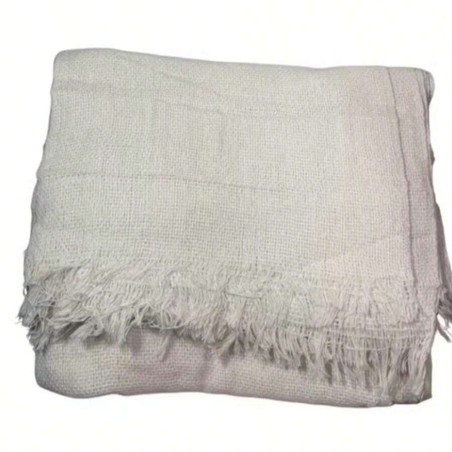 Luxury Sofa Throw 2.10 X 1.20 M, Decorative And Protective, 100% Cotton - Trắng - Xem 1