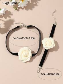 2pcs/Set Girls Flower Necklace And Bracelet Jewelry Set, Suitable For Daily Decoration - White - View 5