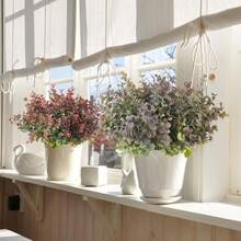 1/3/60pcs Artificial Eucalyptus Branches, Artificial Green Frosty Eucalyptus Leaves, Decorative Faux Plants, Suitable For Table Centerpiece Decoration, Rustic Wedding Home Green Decor - Gray Purple - View 7