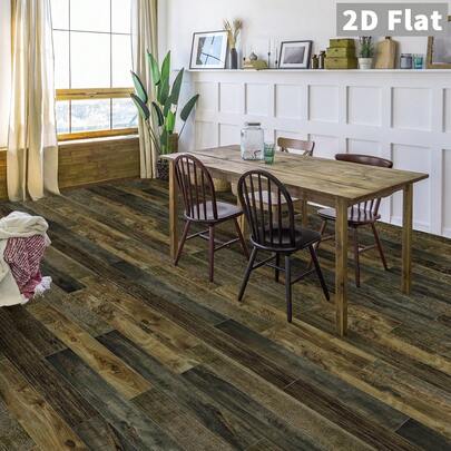 12pcs Thick Wood Grain Ceramic Tile Stickers - Vinyl Plank Flooring Wall Paper, Wood-Look Peel And Stick Tile, DIY Tile Stickers, Waterproof Adhesive Tile Stickers, Suitable For Bedroom, Living Room, Kitchen And All Dry Flat Indoor Areas