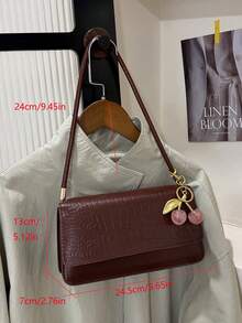 Fashion Crocodile Embossed Flap Bag Shoulder Bag - Brown - View 10