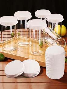 50/100/200pcs Disposable Paper Cup Lids, Reusable Coffee Cup Covers, Water Cup Lids, Dust-Proof Covers, Suitable For Wedding/Party/Kitchen/Hotel Bar - Multicolor - View 12