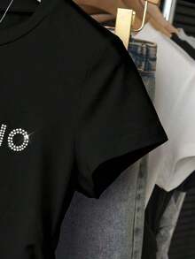 1 Piece Fashion Casual For Men And Women Women's Fitted T-Shirt With English Letter Print, Stylish And Elegant, European And American Style. Versatile, Easy To Match, Daily Wear, Street Style, Vacation Outfit, Weekend Outfit - 3 - 查看 5