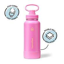 ThermoFlask - Botella de agua de acero inoxidable con doble pared aislada al aspiradora de 32 onzas, con tapa de boquilla, color rosa impactante - Rosado Impactante - Ver 3
