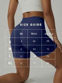 FWH #Slimming & Shaping# 女款無縫運動短褲，彈性腰帶，3D抓皺設計，舒適彈性腰，提臀抓皺效果，強化臀部線條，活動自如，適合日常休閒、運動、健身、跑步，不束縛 - 藏蓝色 - 查看 5