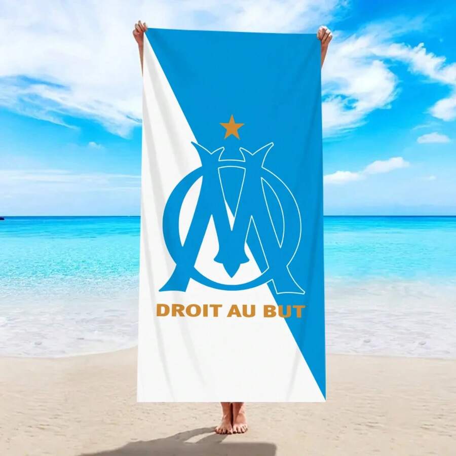 Toalla de playa grande con letras impresas, toalla de playa suave absorbente de secado rápido, natación al aire libre, vacaciones, toalla de playa para acampar, 1 ud. - ST317 - Ver 1