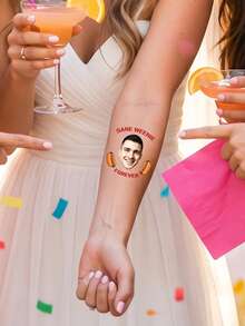Custom Photo Temporary Tattoo Stickers, Personalized Graduation Cartoon Portrait Design, Fun Celebration Style Body Decor For Graduation Party Ceremony, Customized Name Tattoo Decal Unique Keepsake Gift, Customizable Picture Favor For Friends Classmates Family Graduation Season - Rust - View 6