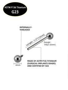 1 chiếc khuyên xỏ lưỡi/núm vú/tai bằng hợp kim titan G23, có ren, thích hợp cho cả nam và nữ, đeo hàng ngày. - Móng tay - Xem 2