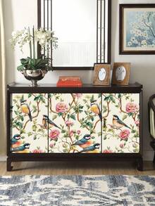 1 Roll Green Tree Branch & Bird Pattern Peel And Stick Wallpaper, Removable Waterproof Decorative Wall Sticker, Home Decor Wall Art, Suitable For Spring Decor, Birthday, Graduation And Other Holiday Gifts - HCQ24266 - View 3
