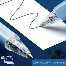 Bộ 6 bút bi gel có thể xóa được chủ đề phi hành gia, đầu bút mảnh 0.5mm, thiết kế thu gọn, hình in không gian dễ thương, thích hợp cho việc viết nhật ký và văn phòng phẩm. - nhiều màu - Xem 8