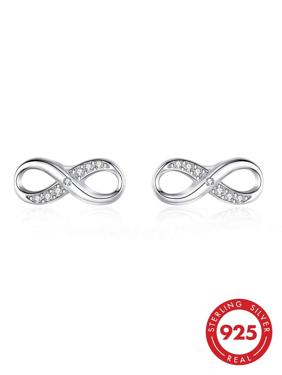 1 Pair Minimalist 925 Sterling Silver Small Smooth Stud Earrings, Suitable For Men And Women, Can Be Given As A Gift - RS0032 - View 1