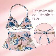 Conjunto de bikini de ropa de baño ajustable para mascotas, adecuado para perros y gatos pequeños/medianos, estilo de vacaciones en la playa para ropa de verano para mascotas - Multicolor - Ver 7