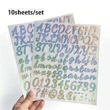 10張1英吋手寫風貼紙,金銀亮粉字母與數字組合貼紙,適用於水瓶、馬克杯、信箱、汽車、節日禮物、賀卡、生日派對,可自由組合句子,DIY手工、門牌號碼、裝飾、標誌、禮物包裝貼紙、剪貼簿、畢業帽裝飾、婚禮、辦公室、教室、學校用品、教師用品、教師禮物、派對禮物袋填充物、萬聖節、聖誕節、開學季 - 1吋手寫體 - 查看 8
